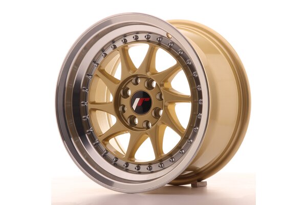 JR Wheels JR26 15x8 ET25 4x100/108 Gold w/Machined Lip