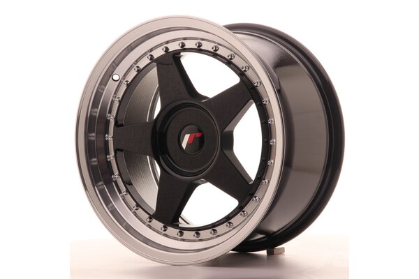 JR Wheels JR6 17x9 ET20-35 BLANK Glossy Black w/Machined Lip