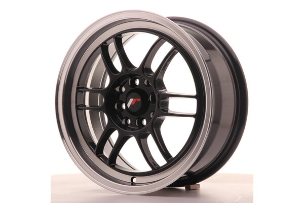 JR Wheels JR7 16x7 ET38 4x100/114 Gloss Black w/Machined Lip