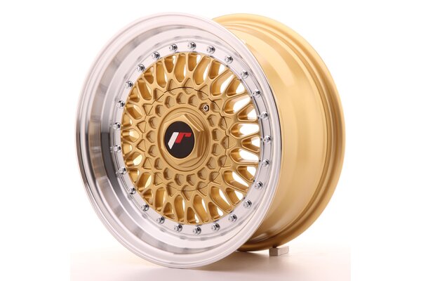 JR Wheels JR9 15x7 ET20 BLANK Gold w/Machined Lip