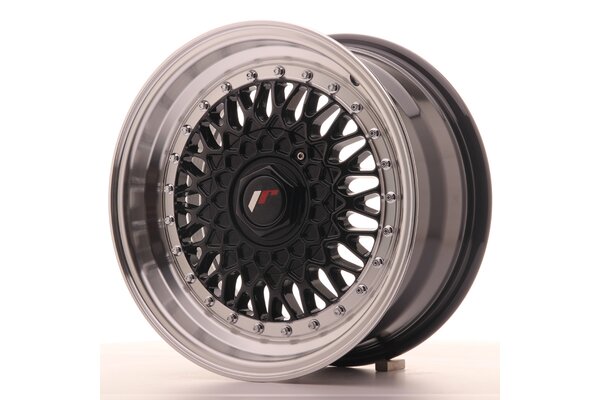 JR Wheels JR9 15x7 ET20 4x100/108 Gloss Black w/Machined Lip