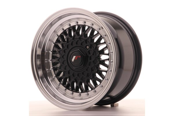 JR Wheels JR9 15x8 ET20 4x100/108 Gloss Black w/Machined Lip